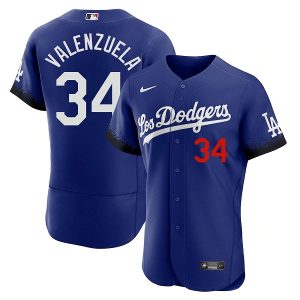 Los Angeles Dodgers #34 Toro Valenzuela 2021 Royal City Connect Flex Base Stitched Baseball Jersey