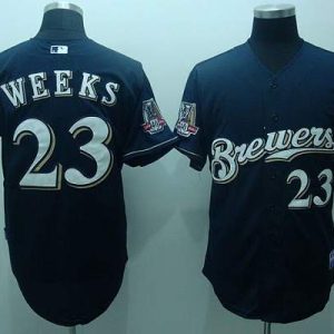 Brewers #23 Rickie Weeks Stitched Blue Jersey