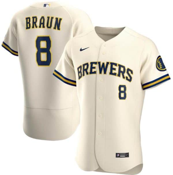 Milwaukee Brewers Cream #8 Ryan Braun Flex Base Stitched Jersey