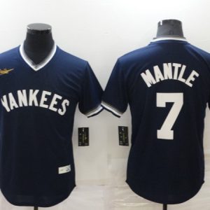 New York Yankees #7 Mickey Mantle Navy Stitched Baseball Jersey