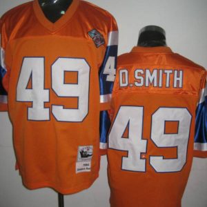 Mitchel Ness Broncos #49 Dennis Smith Orange Stitched Throwback Jersey
