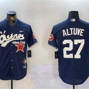 Houston Astros #27 Jose Altuve Navy Cactus Jack Style Vapor Premier Limited Stitched Jersey