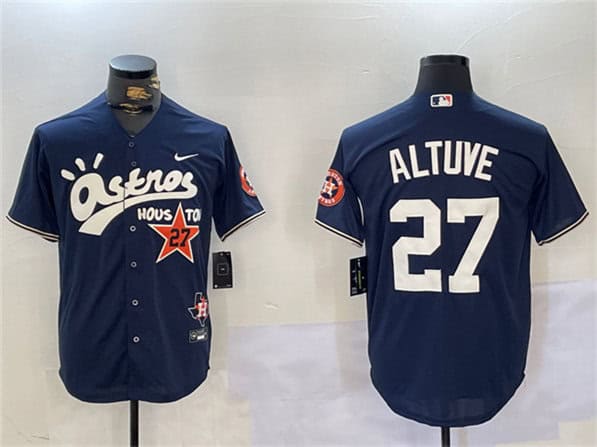 Houston Astros #27 Jose Altuve Navy Cactus Jack Style Vapor Premier Limited Stitched Jersey