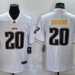 Philadelphia Eagles #20 Brian Dawkins White Gold Limited Stitched Jersey