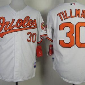 Orioles #30 Chris Tillman White Cool Base Stitched Jersey
