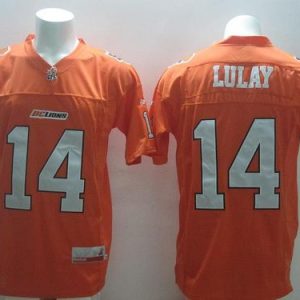 Lions #14 Travis Lulay Orange Stitched CFL Jersey