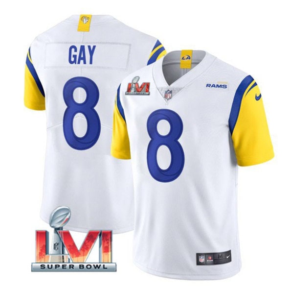 Los Angeles Rams #8 Matt Gay White 2022 Super Bowl LVI Vapor Limited Stitched Jersey