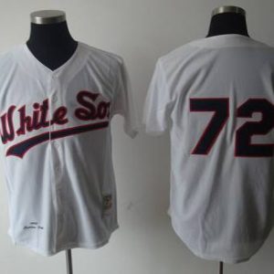 1990 Mitchell And Ness White Sox #72 Carlton Fisk White Throwback Stitched Jersey