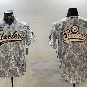 Pittsburgh Steelers Team Big Logo 2024 Arctic Camo Salute To Service Stitched Jersey