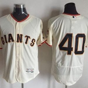 Giants #40 Madison Bumgarner Cream Flexbase Authentic Collection Stitched Jersey