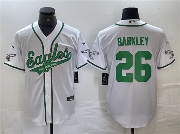Philadelphia Eagles #26 Saquon Barkley White Cool Base Stitched Jersey