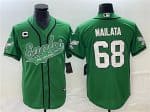 Philadelphia Eagles #68 Jordan Mailata Green With C Patch Cool Base Stitched Jersey