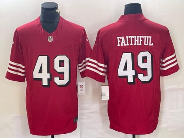 San Francisco 49ers #49 Faithful New Red 2023 F.U.S.E. Stitched Jersey