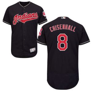 Indians #8 Lonnie Chisenhall Navy Blue Flexbase Authentic Collection Stitched Jersey