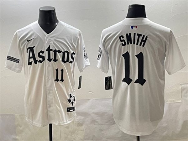 Houston Astros #11 Cam Smith White Gothic 'Houston Born Barrio Raised' Limited Stitched Jersey