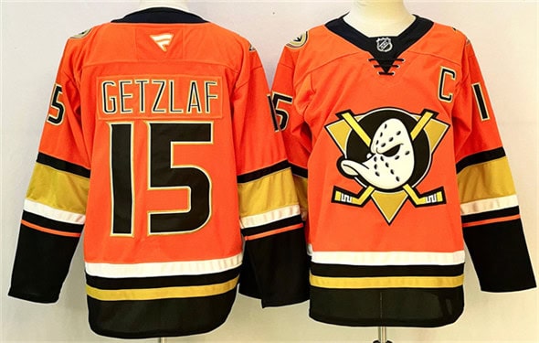 Anaheim Ducks #15 Ryan Getzlaf Orange Black 2024-25 With C Patch Stitched Jersey