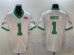Philadelphia Eagles #1 Jalen Hurts White 2025 Super Bowl LIX Patch F.U.S.E. Vapor Untouchable Limited Stitched Jersey