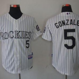 Rockies #5 Carlos Gonzalez Stitched White Cool Base Jersey