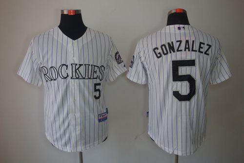 Rockies #5 Carlos Gonzalez Stitched White Cool Base Jersey