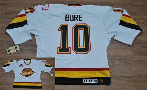 Canucks #10 Pavel Bure Stitched White CCM Throwback Vintage Jersey
