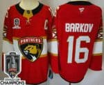 Florida Panthers #16 Aleksander Barkov Red 2025 Stanley Cup Champions Authentic Jersey