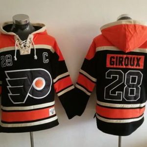 Flyers #28 Claude Giroux Black Sawyer Hooded Sweatshirt Stitched Jersey