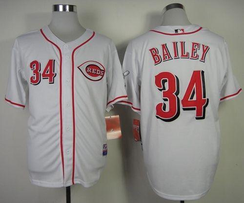 Reds #34 Homer Bailey White Cool Base Stitched Jersey