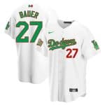 Los Angeles Dodgers #27 Trevor Bauer White Green Mexico 2020 World Series Stitched Jersey