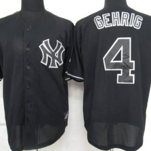 Yankees #4 Lou Gehrig Black Fashion Stitched Jersey
