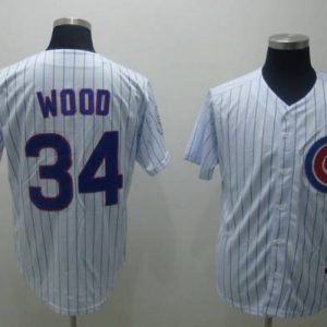 Cubs #34 Kerry Wood Stitched 3-Patch White Jersey