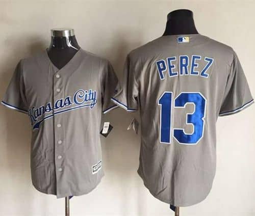 Royals #13 Salvador Perez New Grey Cool Base Stitched Jersey