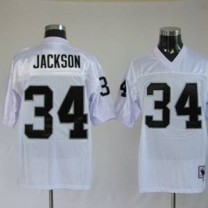 Mitchell And Ness Raiders Bo Jackson #34 Stitched White Jersey