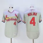 Cardinals #4 Yadier Molina Grey Flexbase Authentic Collection Cooperstown Stitched Jersey