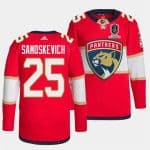 Florida Panthers #25 Mackie Samoskevich Red Home 2024 Stanley Cup Champions Stitched Jersey