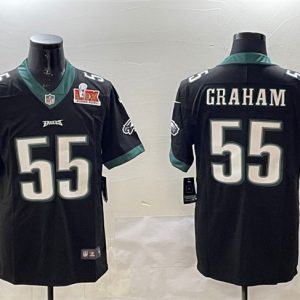 Philadelphia Eagles #55 Brandon Graham Black 2025 Super Bowl LIX Patch Vapor Untouchable Limited Stitched Jersey