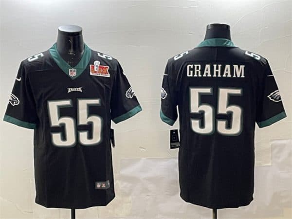 Philadelphia Eagles #55 Brandon Graham Black 2025 Super Bowl LIX Patch Vapor Untouchable Limited Stitched Jersey
