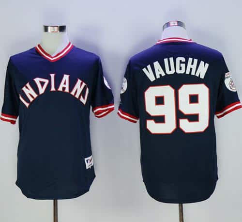 Indians #99 Ricky Vaughn Navy Blue 1976 Turn Back The Clock Stitched Jersey
