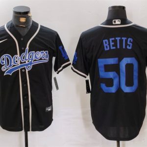 Los Angeles Dodgers #50 Mookie Betts Black Cool Base With Patch Stitched Jersey