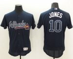 Braves #10 Chipper Jones Navy Blue Flexbase Authentic Collection Stitched Jersey