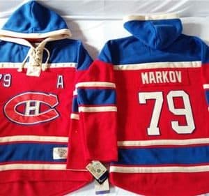 Canadiens #79 Andrei Markov Red Sawyer Hooded Sweatshirt Stitched Jersey