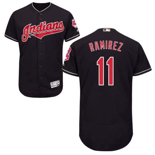 Indians #11 Jose Ramirez Navy Blue Flexbase Authentic Collection Stitched Jersey