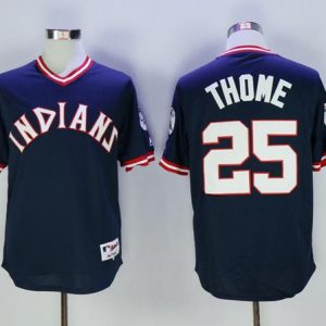 Indians #25 Jim Thome Navy Blue 1976 Turn Back The Clock Stitched Jersey