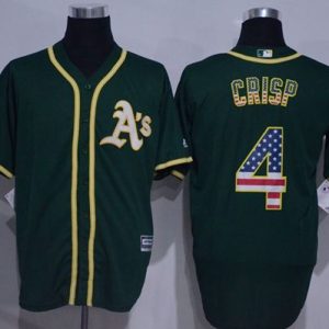 Athletics #4 Coco Crisp Green USA Flag Fashion Stitched Jersey