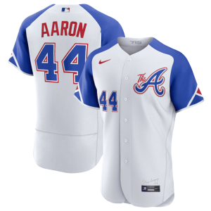 Atlanta Braves #44 Hank Aaron White 2023 City Connect Flex Base Stitched Jersey