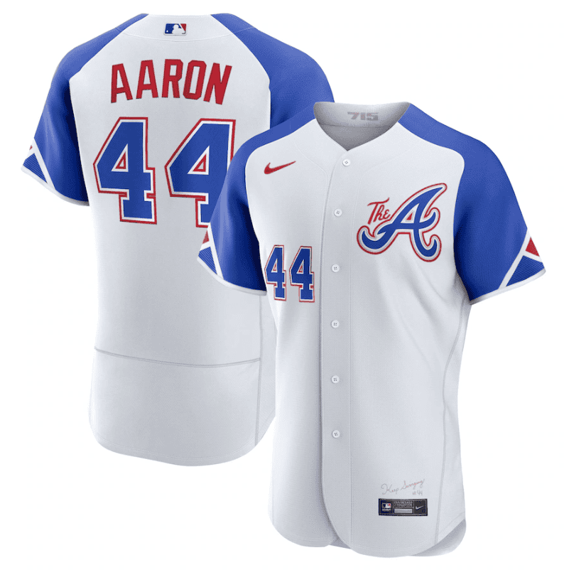 Atlanta Braves #44 Hank Aaron White 2023 City Connect Flex Base Stitched Jersey
