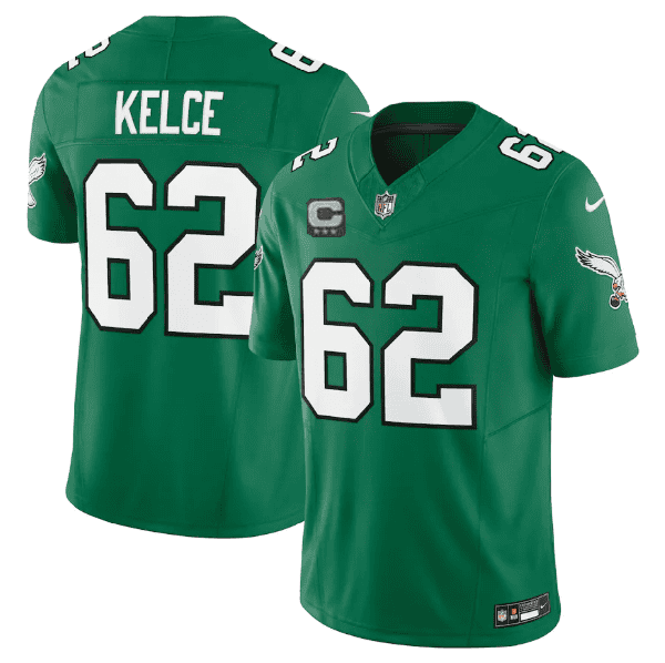 Philadelphia Eagles #62 Jason Kelce Green 2023 F.U.S.E. Vapor Untouchable With C Patch Stitched Jersey