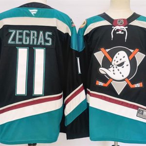 Anaheim Ducks #11 Trevor Zegras Black Teal 2024-25 Stitched Jersey