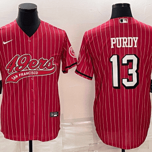 San Francisco 49ers #13 Brock Purdy Red With Patch Cool Base Stitched Baseball Jersey