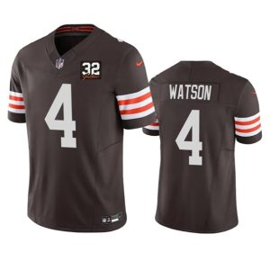 Cleveland Browns #4 Deshaun Watson Brown 2023 F.U.S.E. With Jim Brown Memorial Patch Vapor Untouchable Limited Stitched Jersey