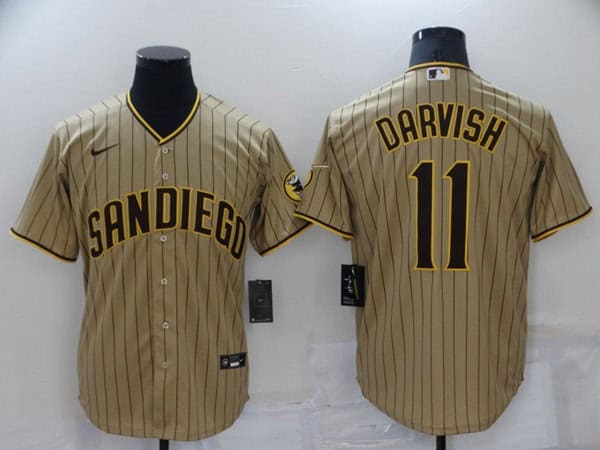 San Diego Padres #11 Yu Darvish Brown Cool Base Stitched Jersey